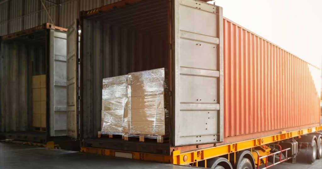 Loading a shipping container for export
